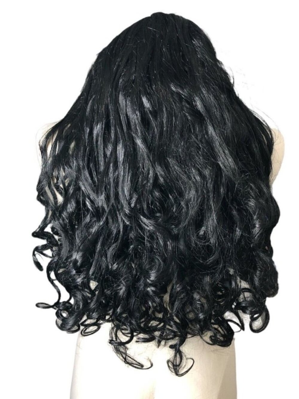 Fun World Long & Lucious Costume Wig Black Curly Hair Halloween One Size Theatre